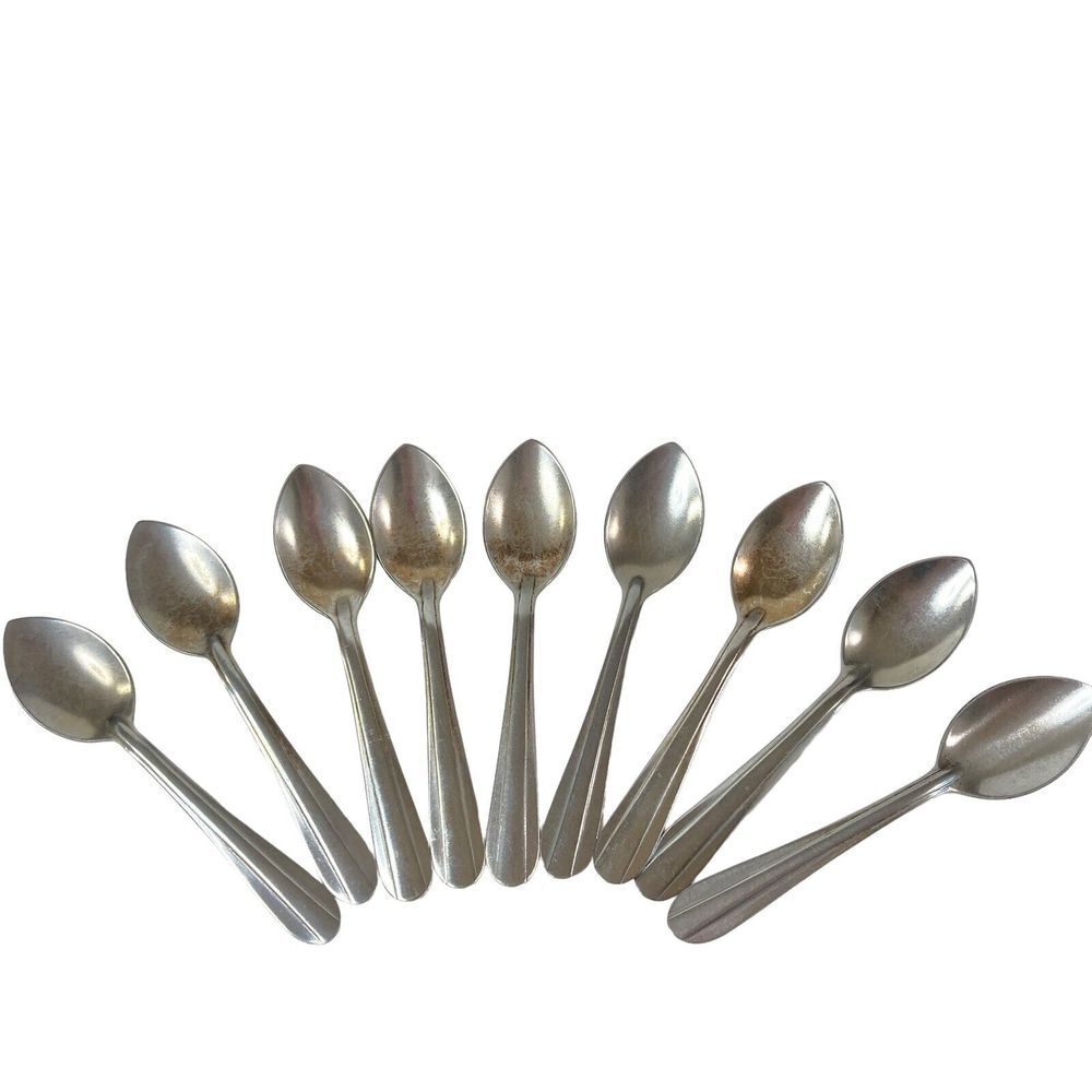 9 Vintage Hudson‎ Stainless Steel Silverware  Small Teaspoons Spoons Taiwan